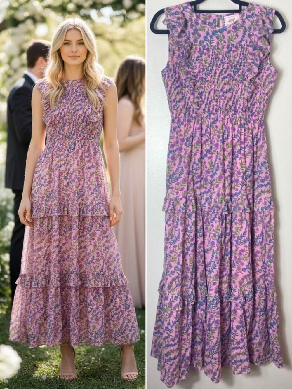 Banjanan Purple Floral Dress Wedding Guest Garden Party Indie Fairy